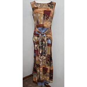 Lew Magram Vintage 90s Wrap Front Dress 6 Island Tribal Boho Granola Girl Hippie